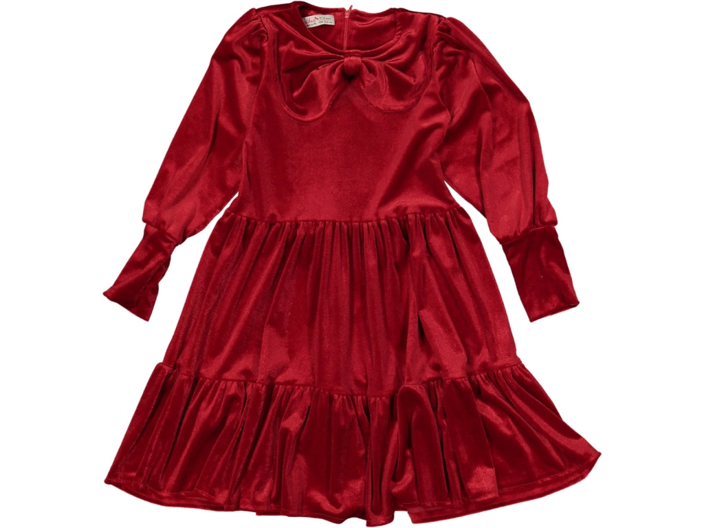 Βελούδινο φόρεμα με μεγάλο φιόγκο Κόκκινο