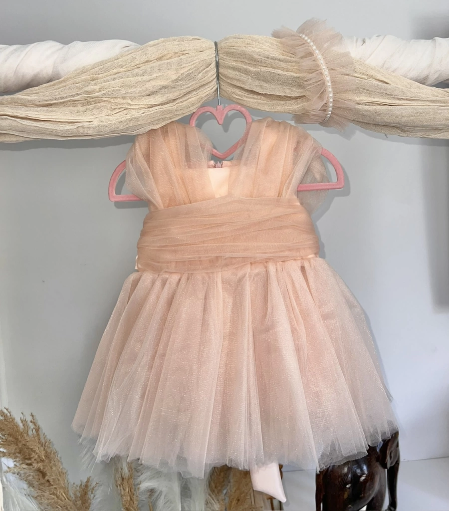 Φορεματάκι Thalia σομόν με ασορτί στέκα
