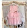 Παιδικό φορεματάκι ροζ με αποσπώμενο λουλούδι - 1