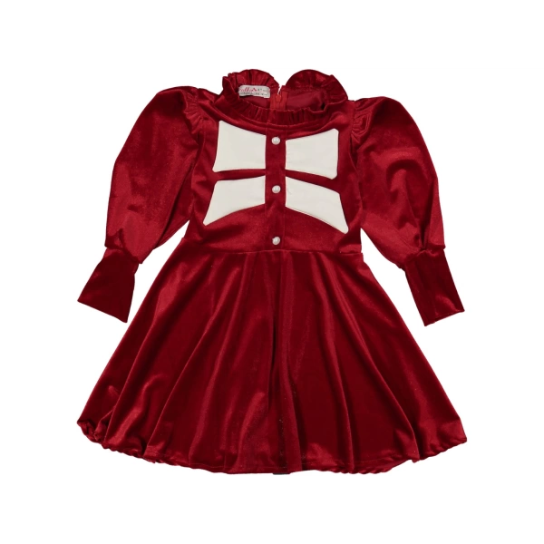 Βελούδινο παιδικό φόρεμα ΚΌΚΚΙΝΟ - 1