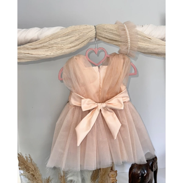 Φορεματάκι Thalia σομόν με ασορτί στέκα - 2