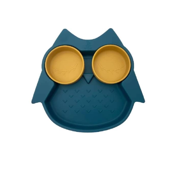 Ozzy the Owl Blue Me- Πιάτο σιλικόνης με βεντούζα και αποσπώμενα χωρίσματα - 1