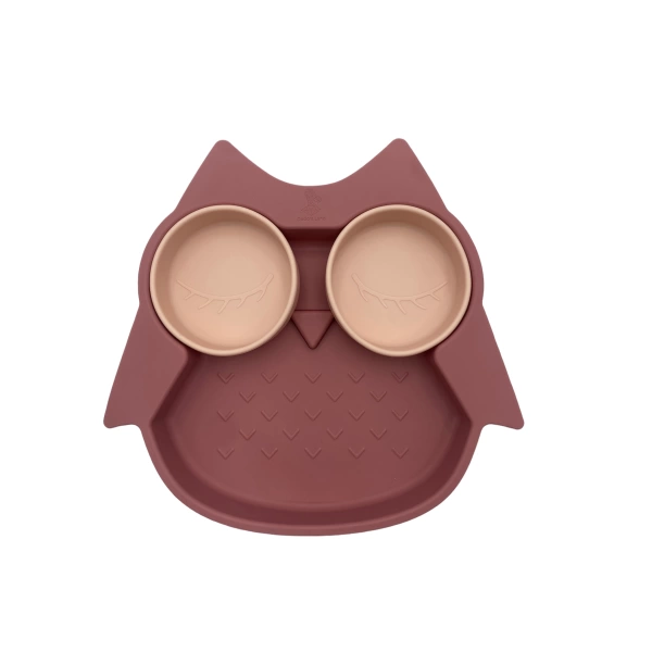 Ozzy the Owl Pink Me Up- Πιάτο σιλικόνης με βεντούζα και αποσπώμενα χωρίσματα