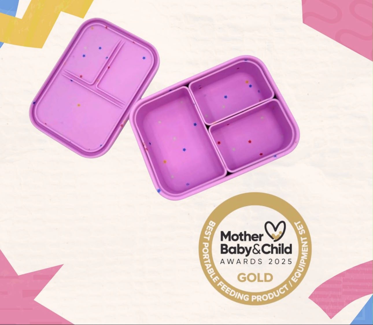 d6c2d95a-1b7a-44be-8731-94b2ecfc714b Smart Bento Box – Φαγητοδοχείο Σιλικόνης με 3 Αποσπώμενα Χωρίσματα – Starlight Pink 860ml - Image 1