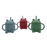 Chester The Cat II- Dusty Blue – Εκπαιδευτικό ποτηράκι σιλικόνης με στεγανό καπάκι & καλαμάκι