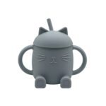 Chester The Cat II- Dusty Blue – Εκπαιδευτικό ποτηράκι σιλικόνης με στεγανό καπάκι & καλαμάκι - Image 2