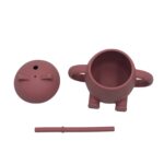 Chester The Cat II- Dusty Pink – Εκπαιδευτικό ποτηράκι σιλικόνης με στεγανό καπάκι & καλαμάκι - Image 2