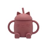 Chester The Cat II- Dusty Pink – Εκπαιδευτικό ποτηράκι σιλικόνης με στεγανό καπάκι & καλαμάκι
