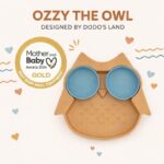 Ozzy the Owl Dusty Blue- Πιάτο σιλικόνης με βεντούζα και αποσπώμενα χωρίσματα