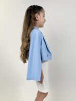 Baby blue crop blazer με ανοιχτά μανίκια Sarah Chole - Image 5
