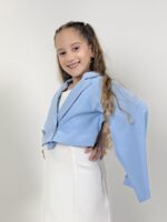 Baby blue crop blazer με ανοιχτά μανίκια Sarah Chole