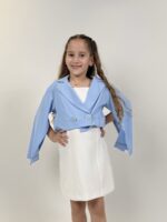 Baby blue crop blazer με ανοιχτά μανίκια Sarah Chole - Image 3