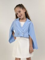 Baby blue crop blazer με ανοιχτά μανίκια Sarah Chole - Image 4